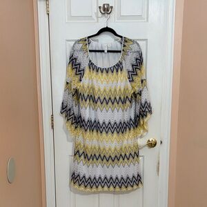 Yellow Chevron Women's Dress - Tacera